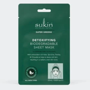 Sukin Super Greens Detoxifying Sheet Mask Sachet X 8